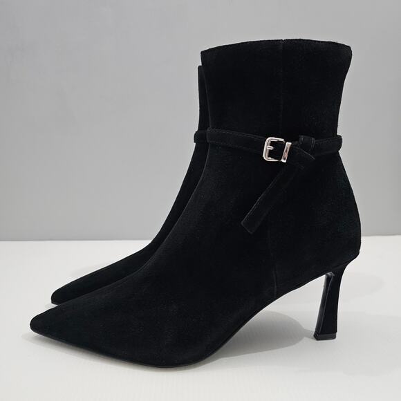 NEW Steve Madden Layan Ankle Bootie Womens 9 Black Suede Pointed Toe Heel - Picture 14 of 14